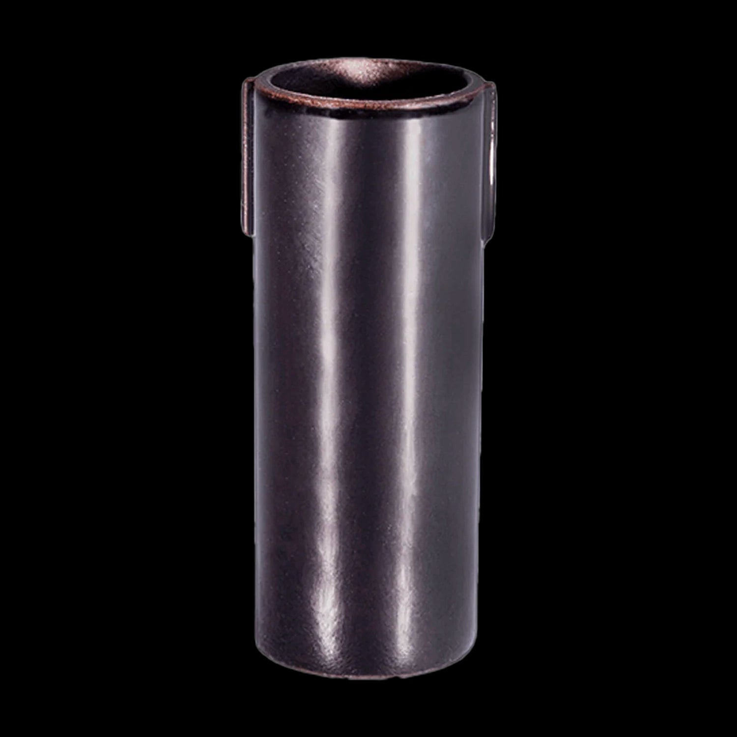 Close-up frontal view of the black Cipher ArcSnap Chillum Housing Replacement | 1pc centered against a black background.