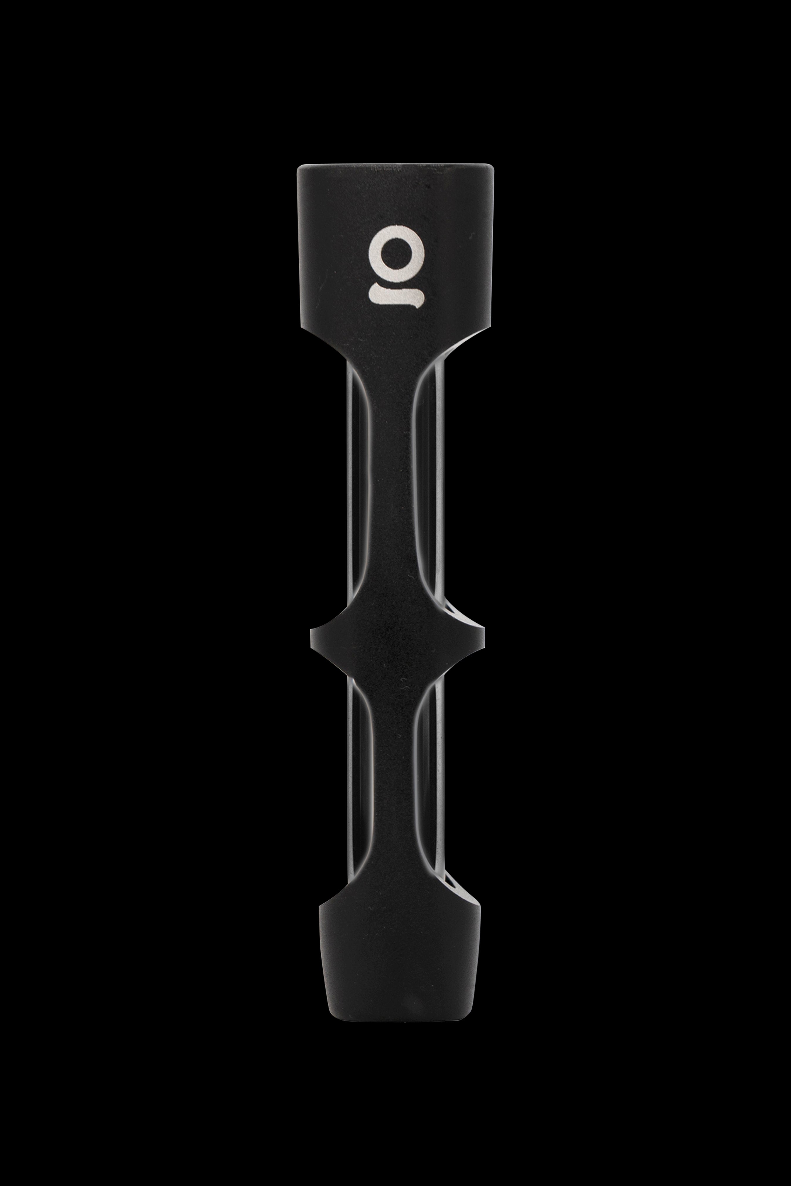 Sleek, black cannabis pipe with a stylized “O” logo.