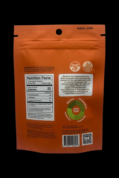 Haygood Farms D9 THC Live Resin Gummies - Hybrid - Blood Orange