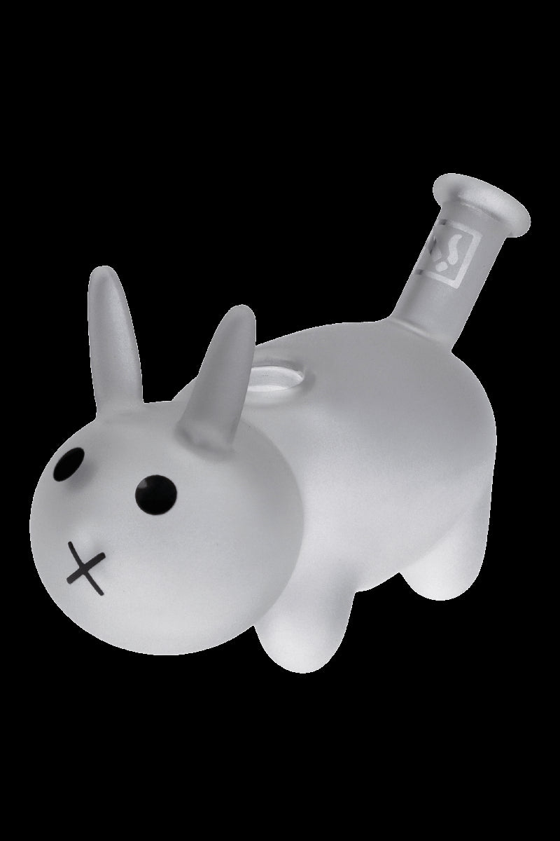 Frosted glass water pipe shaped like a cartoon rabbit.
