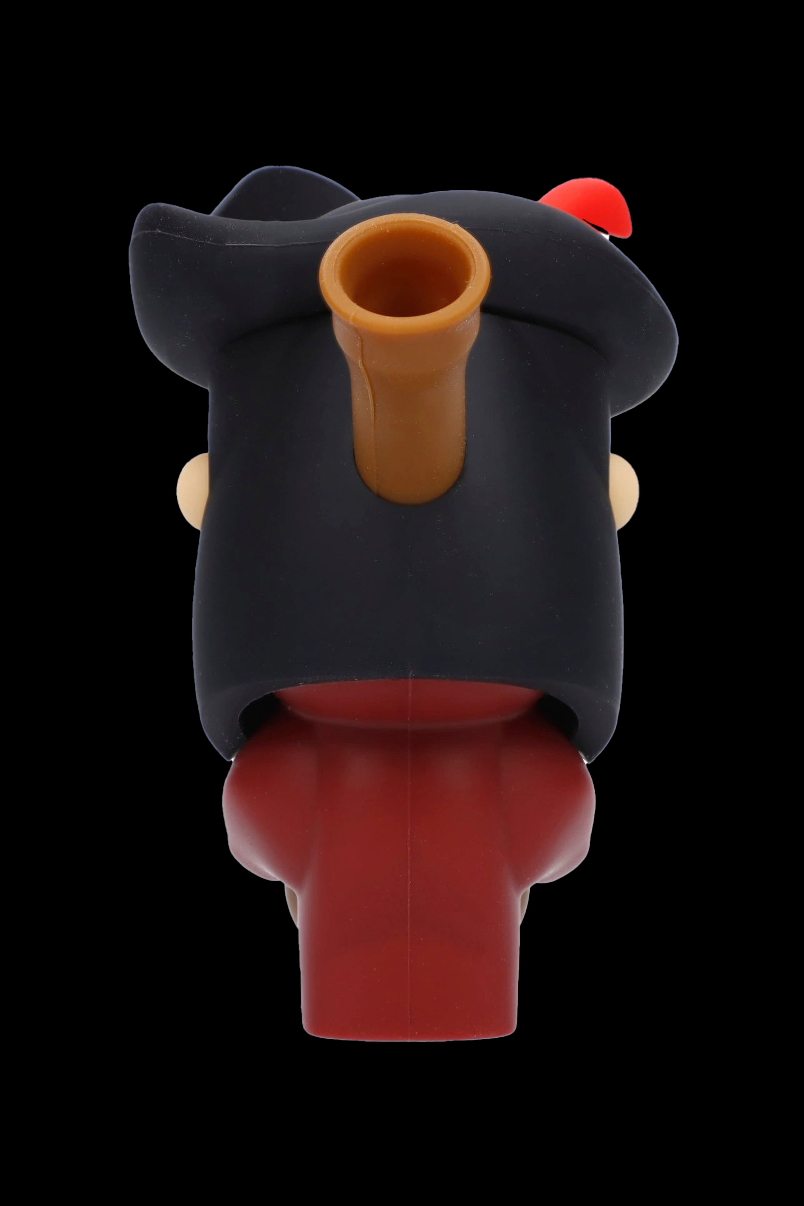 Black and red silicone bubbler water pipe.