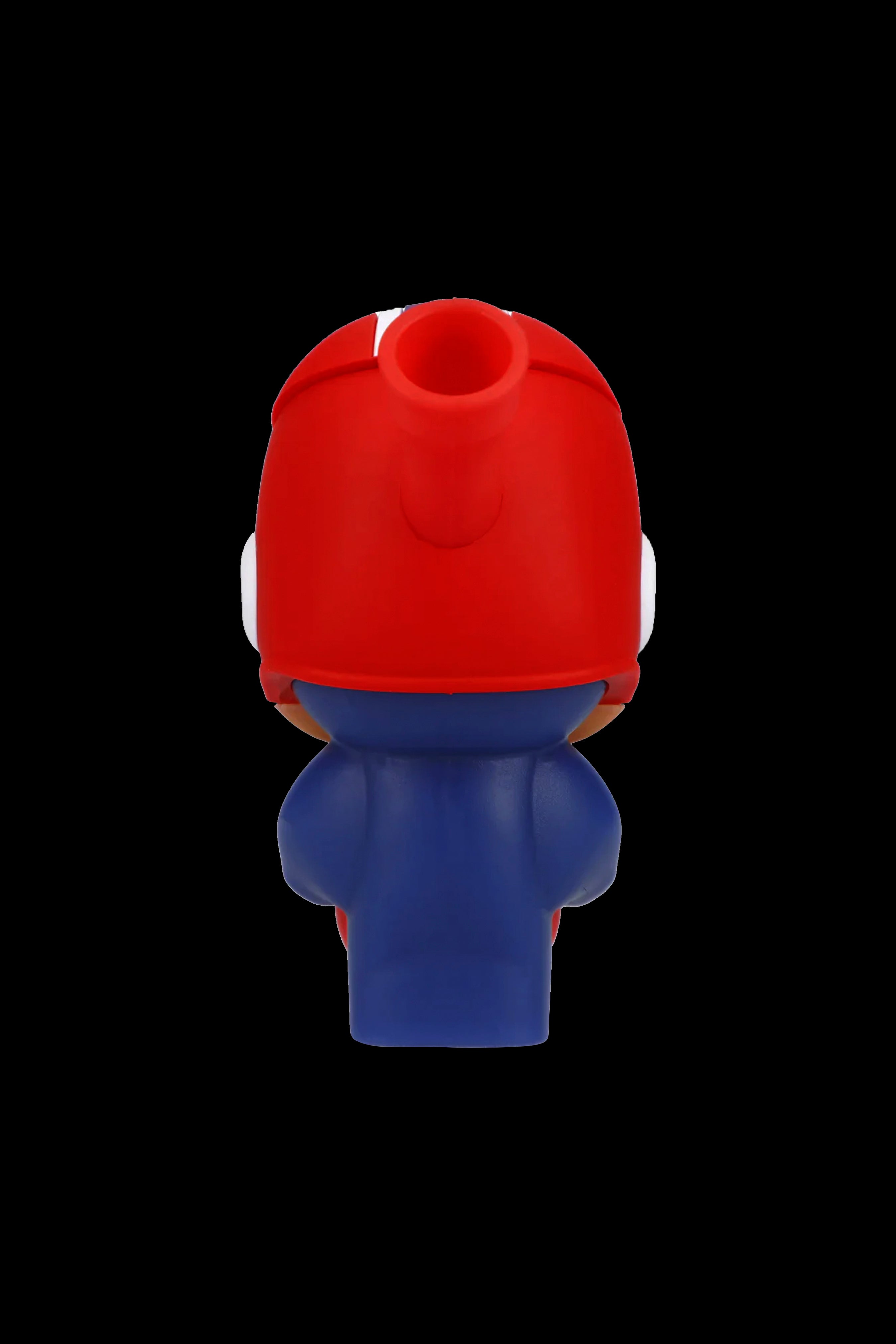 Red and blue cartoon robot-shaped glass pipe.