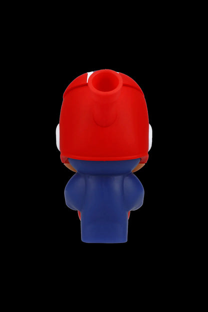 Red and blue cartoon robot-shaped glass pipe.