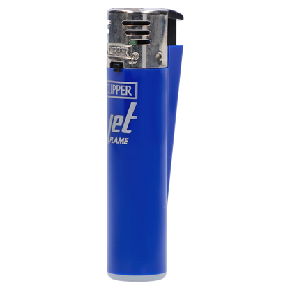 Close-up front view of the blue “Wake N’ Bowl” Smoking Box showing its metallic top and partial logo on a white background