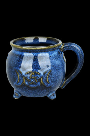 Blue Glazed Pentagram Moon Ceramic Mug - Blue Glazed Pentagram Moon Ceramic Mug
