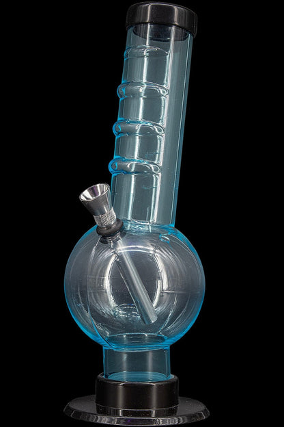 Glass water pipe (bong) for smoking cannabis.