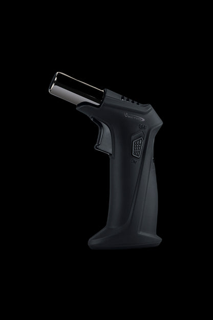 Black butane torch lighter for dabbing cannabis concentrates.