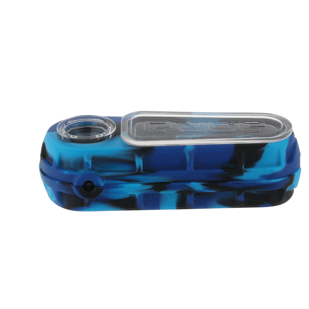 Sleek, silver Eyce Glacier Spoon Pipe with a deep bowl and sculpted handle, ideal for dry herb smoking.