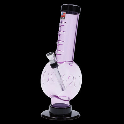 Purple glass water pipe (bong) with ice catch and removable downstem.