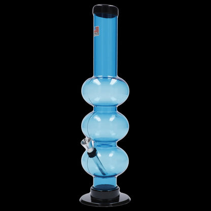 Blue glass water pipe (bong) isolated on a black background.