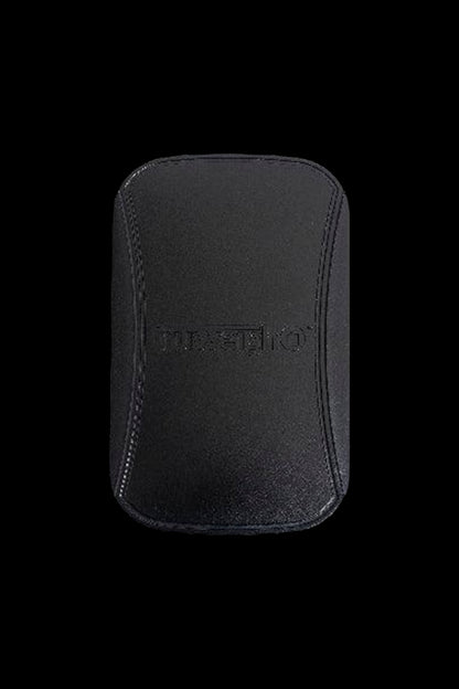 Black cannabis storage case with embossed lettering.