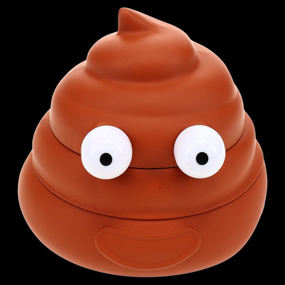Plastic & Metal Poop Emoji Herb Grinder “Cheeky Chomp” – 1¾″ – Assorted Colors