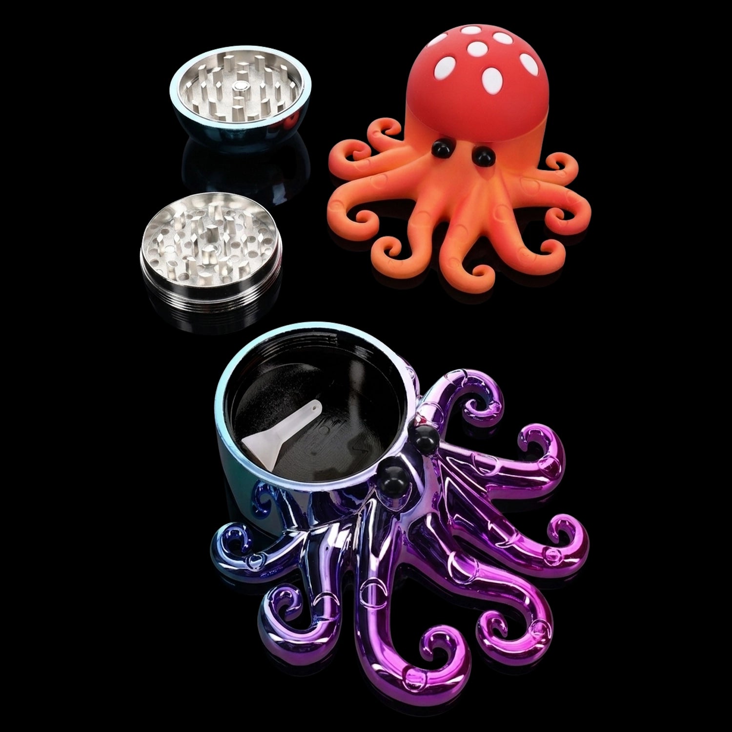 Octopus Metal Herb Grinder “Tentacle Twist” – 1¾″ – Assorted Colors