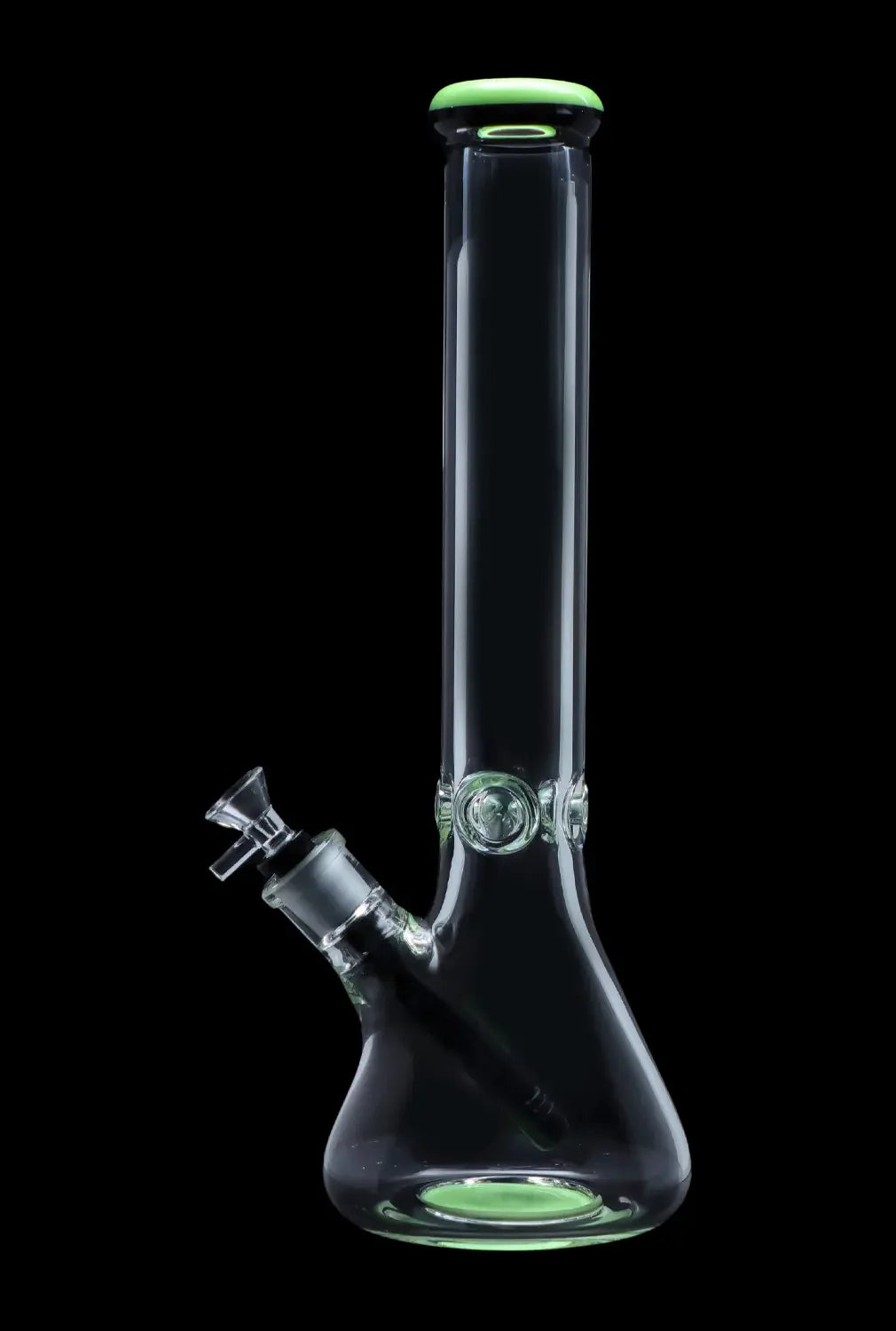 Green glass water pipe (bong) isolated on black.