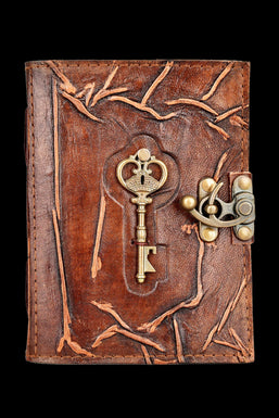 Key To the City Embossed Leather Journal w/ Metal Key Accent