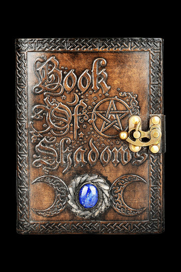 Book Of Shadows Embossed Leather Journal w/ Metal Closure - Book Of Shadows Embossed Leather Journal w/ Metal Closure