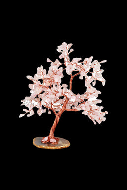 Decorative Rose Quartz Crystal Wire Tree