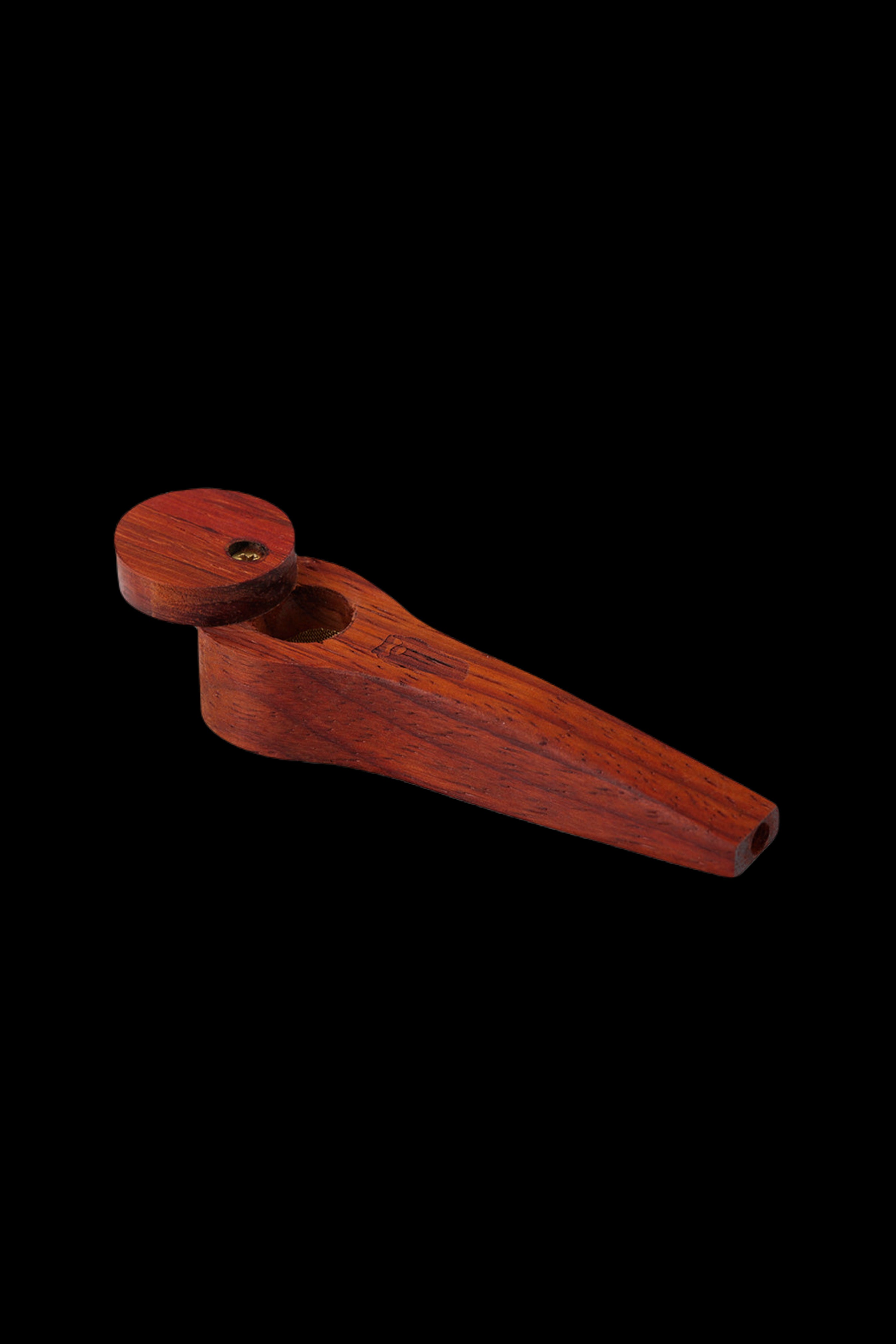 Wooden cannabis pipe isolated on a black background.