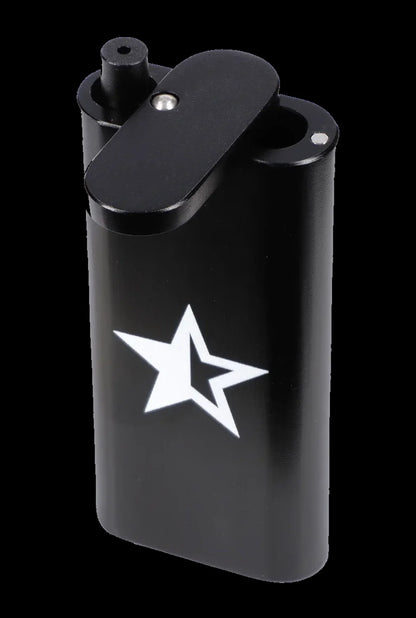 Black lighter with a white star emblem.