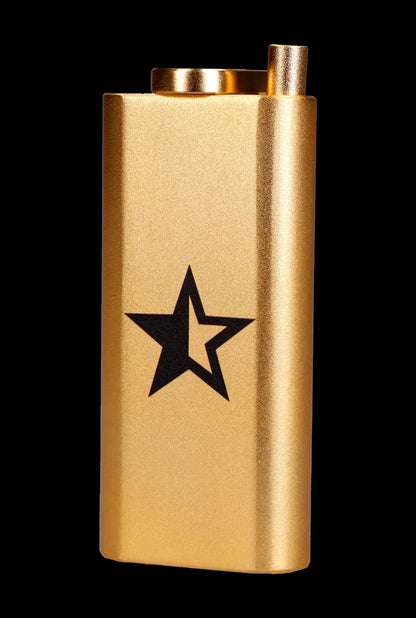 Gold lighter with a black five-pointed star emblem.
