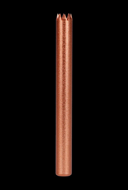 Copper-colored metal smoking pipe.