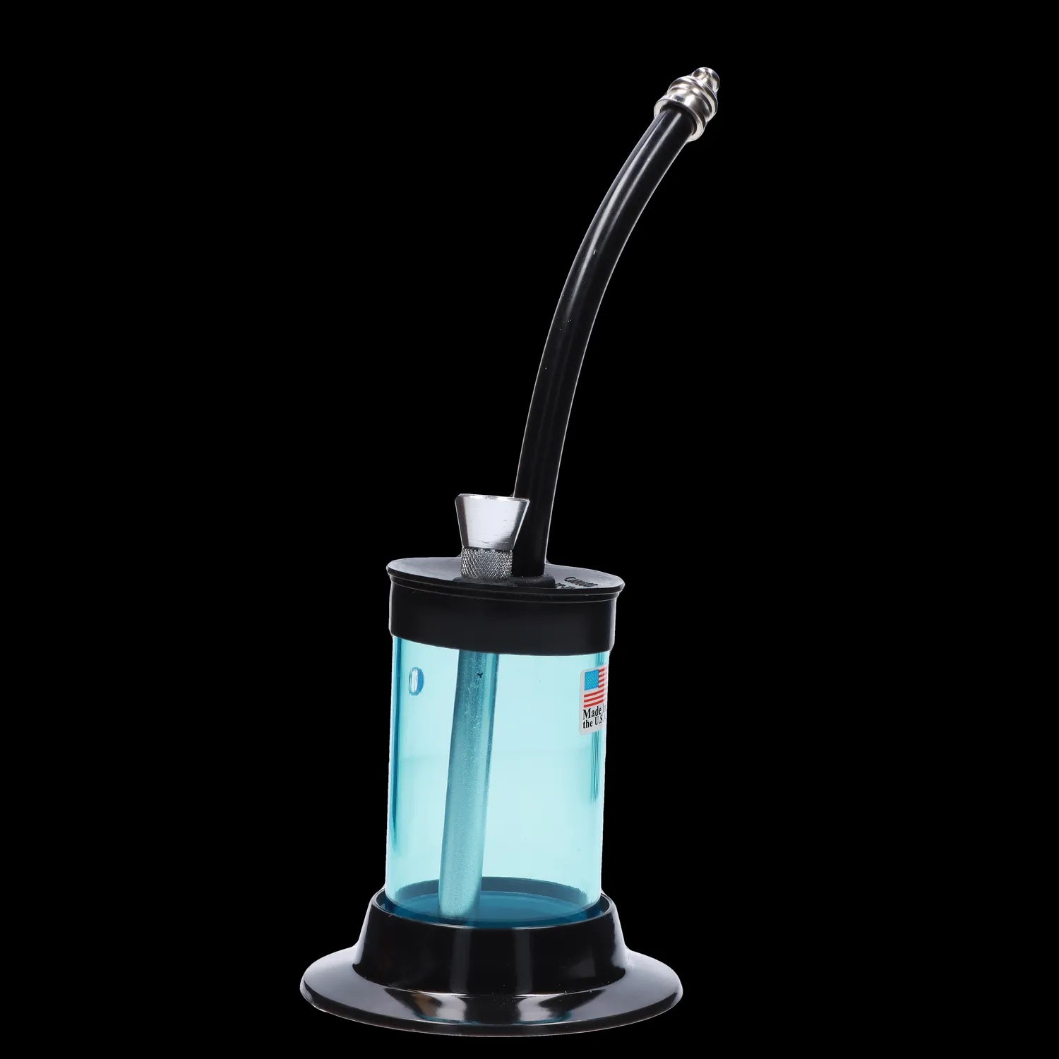 Front view of the JM Plastics Mini Hoser with Carb Hole, a clear acrylic water pipe with a simple, cylindrical shape.