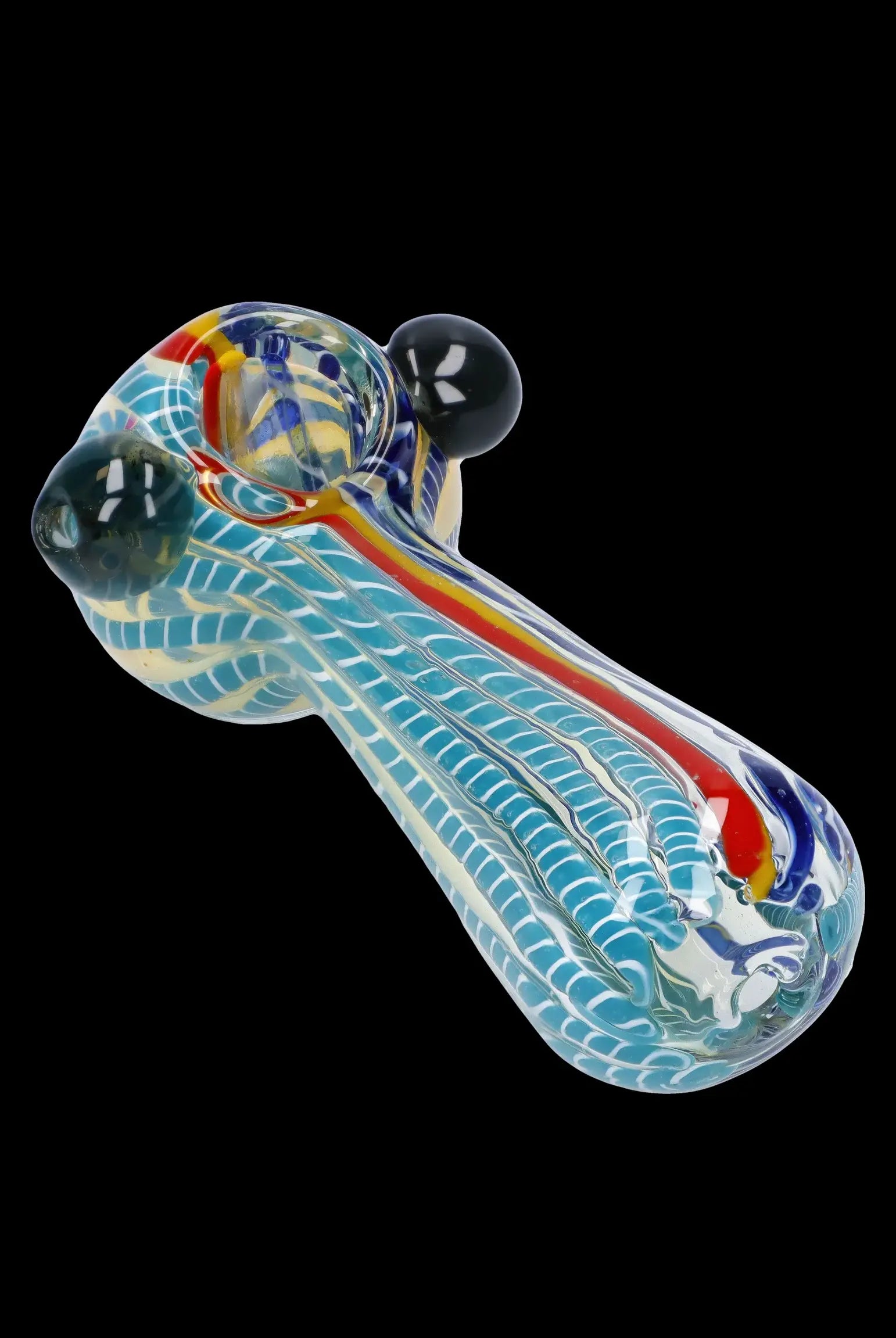 Hand pipe with colorful glasswork.