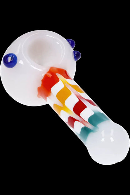 Glass pipe with colorful swirls.