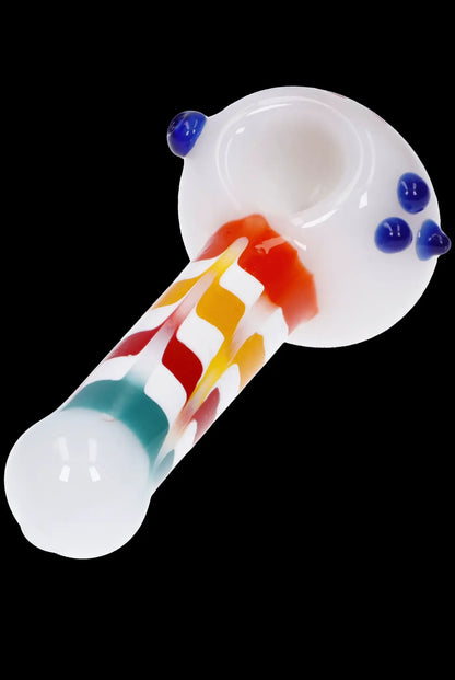 Glass pipe with colorful swirls.