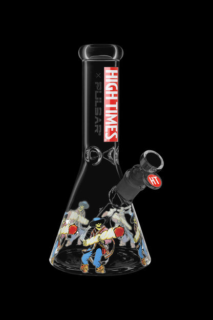 A glass water pipe (bong) featuring Star Wars-themed artwork and branding from High Times, set against a black background.