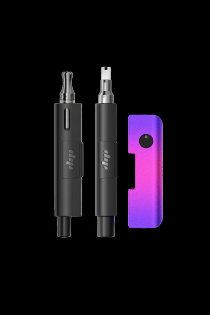 Black Dip Devices cannabis concentrate vaporizers and carrying case with iridescent finish.