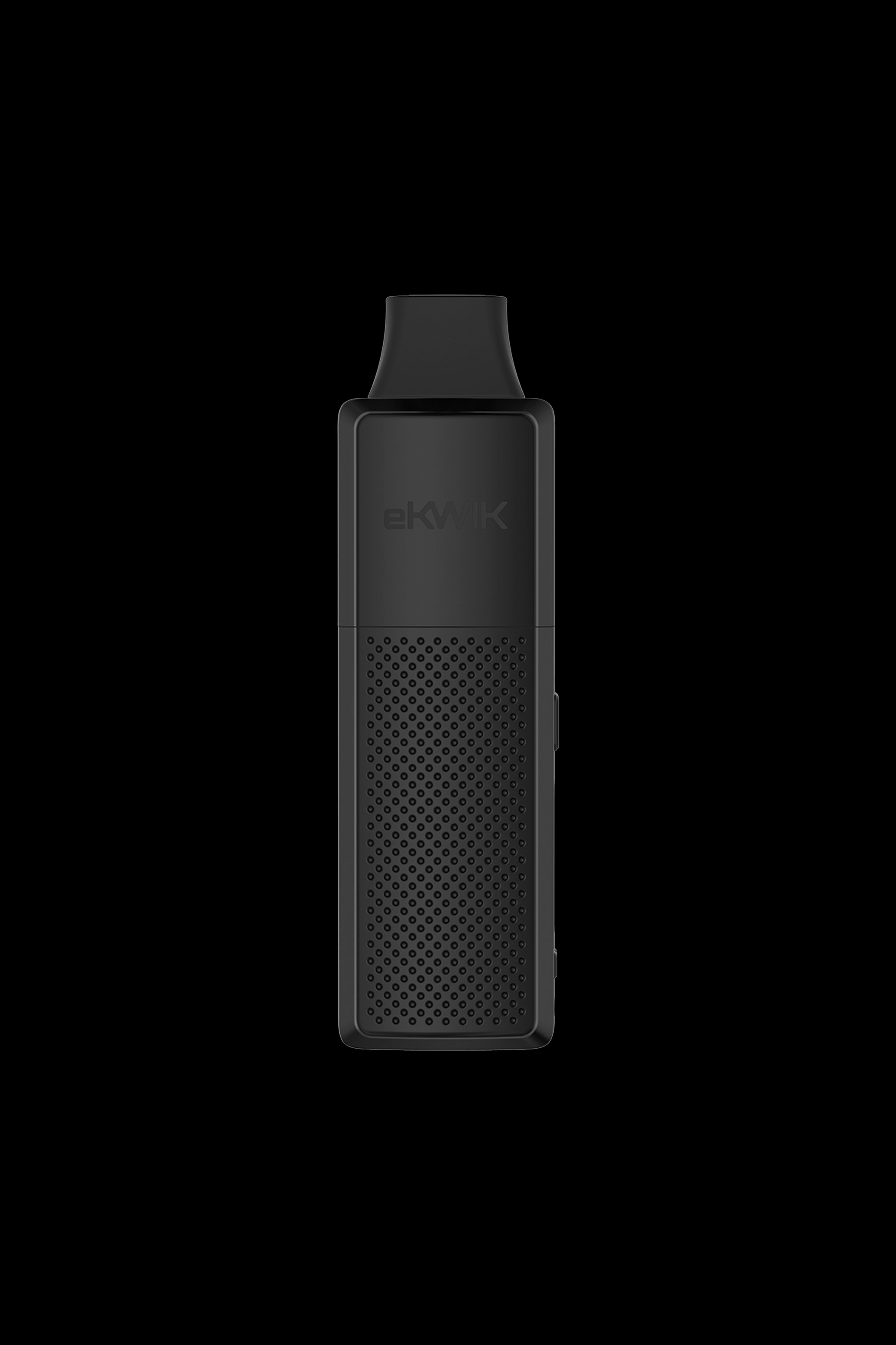 Sleek black cannabis vaporizer pen with textured grip.