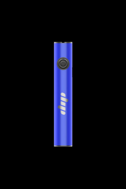 Blue cannabis vape pen with illuminated indicator lights.