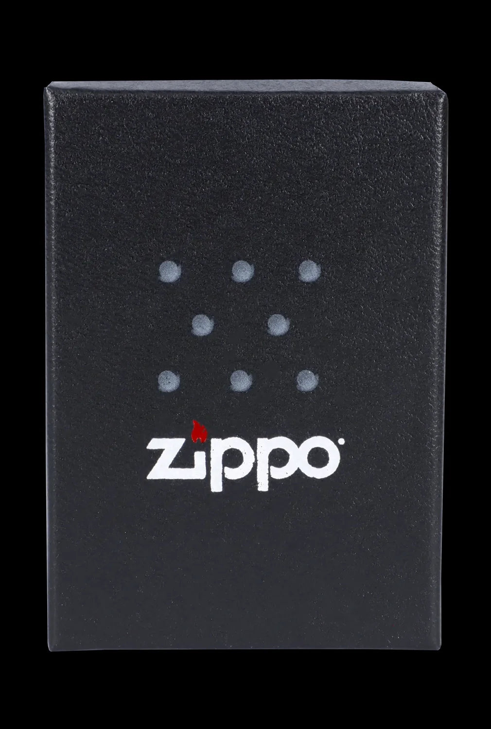 Black Zippo lighter with a cannabis leaf design.