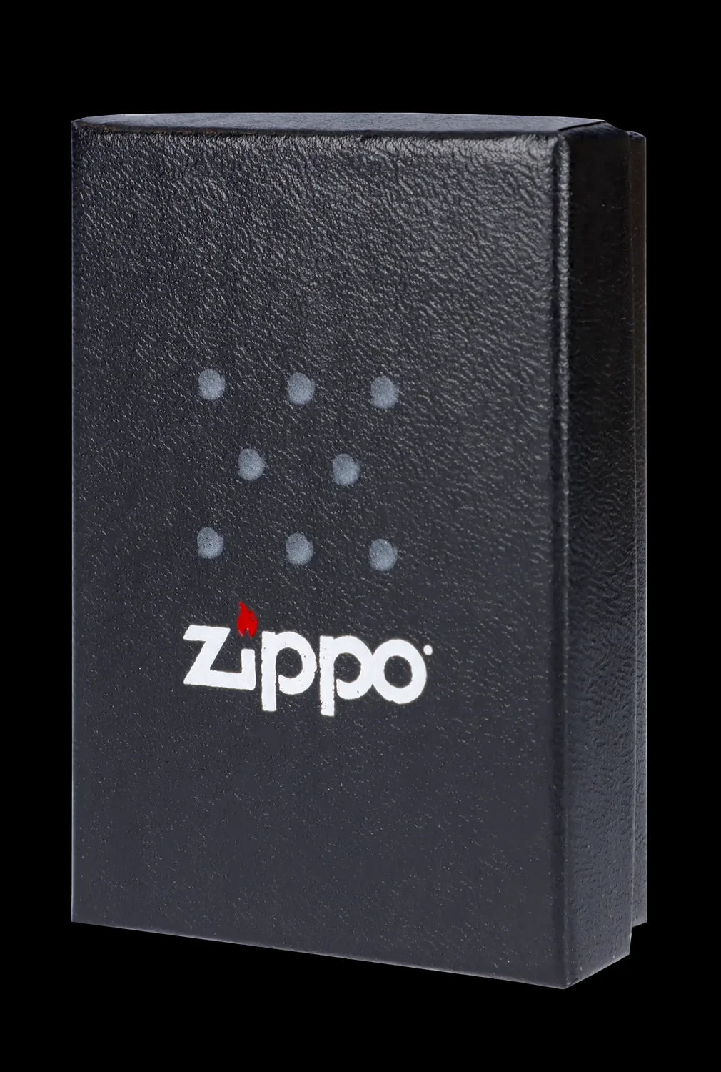 Black Zippo lighter with a constellation pattern and white logo.