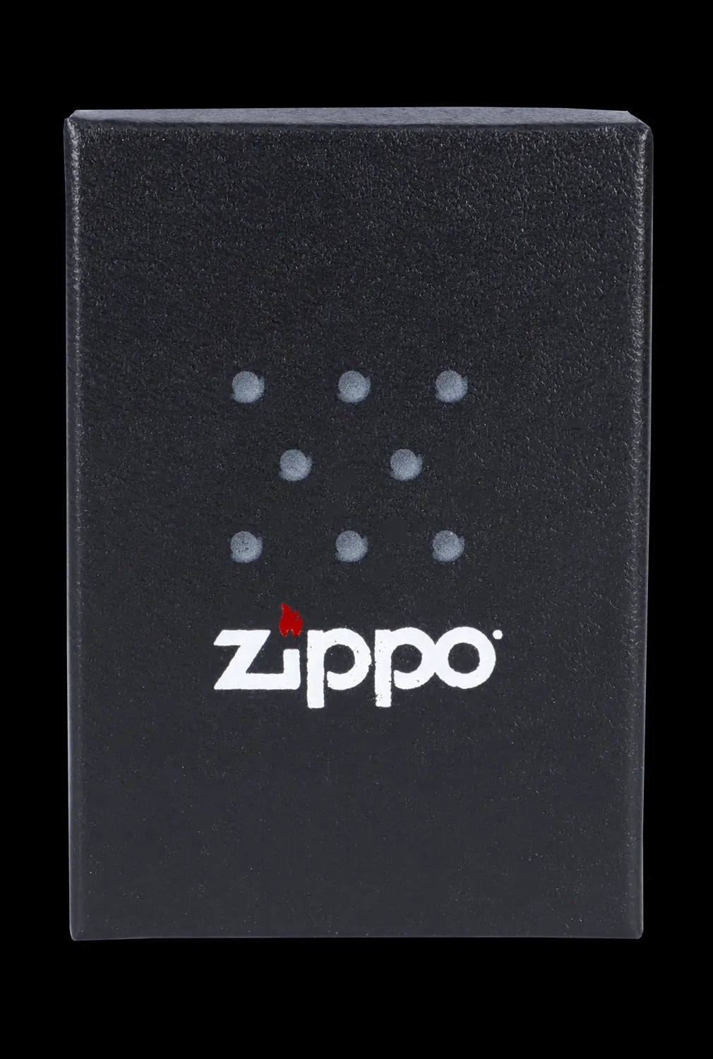 Black Zippo lighter with cannabis leaf design.