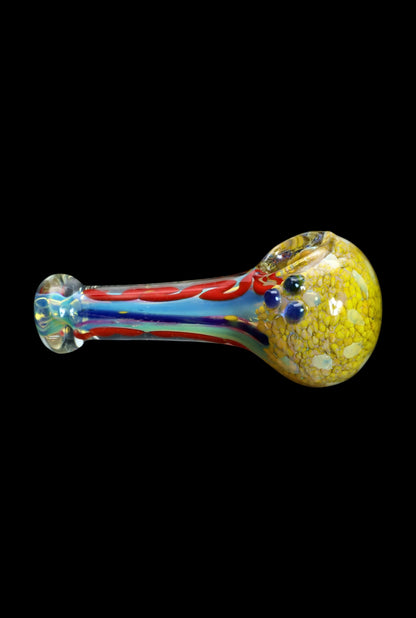 Hand pipe with colorful glass swirl design.