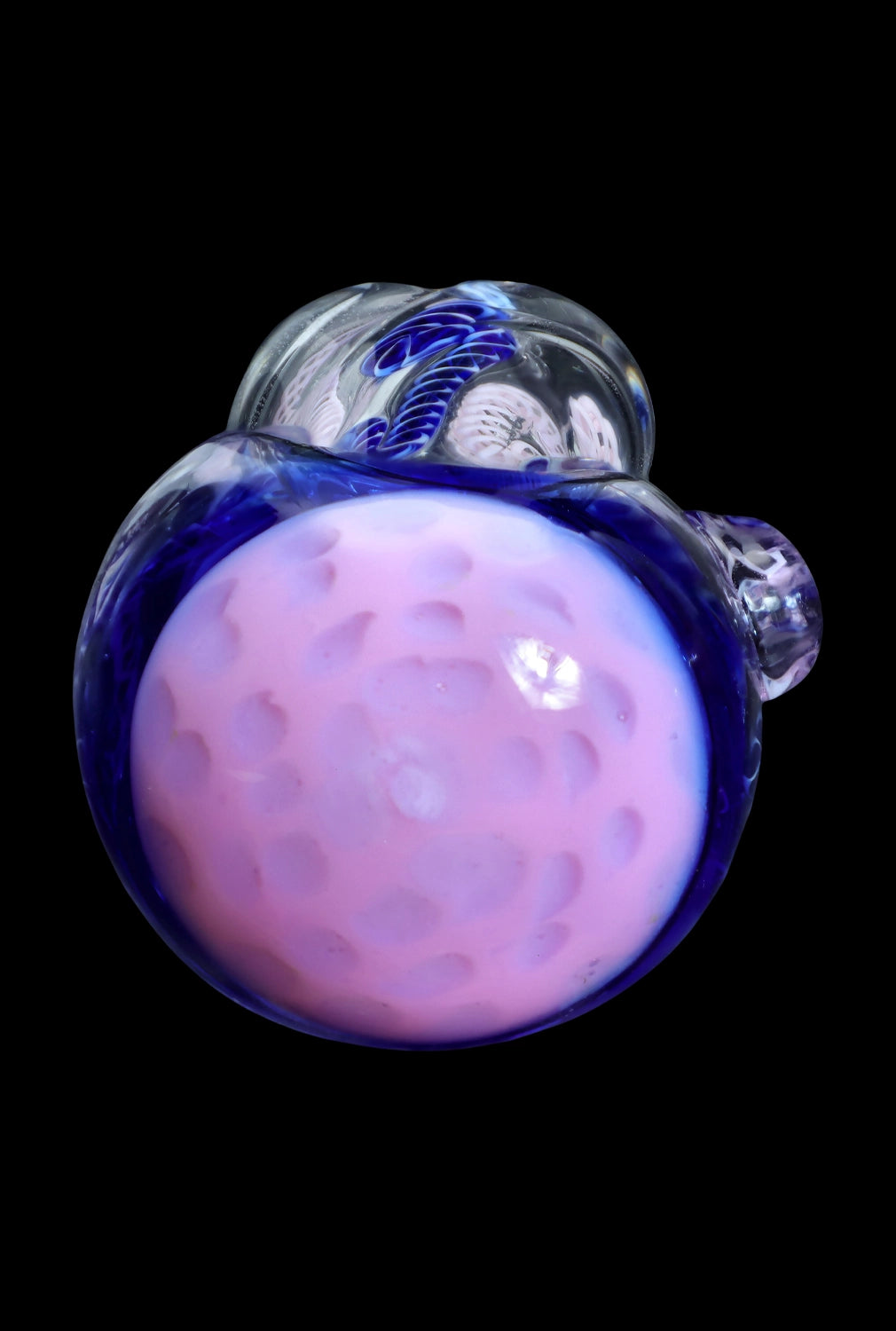 Purple and blue glass cannabis water pipe.