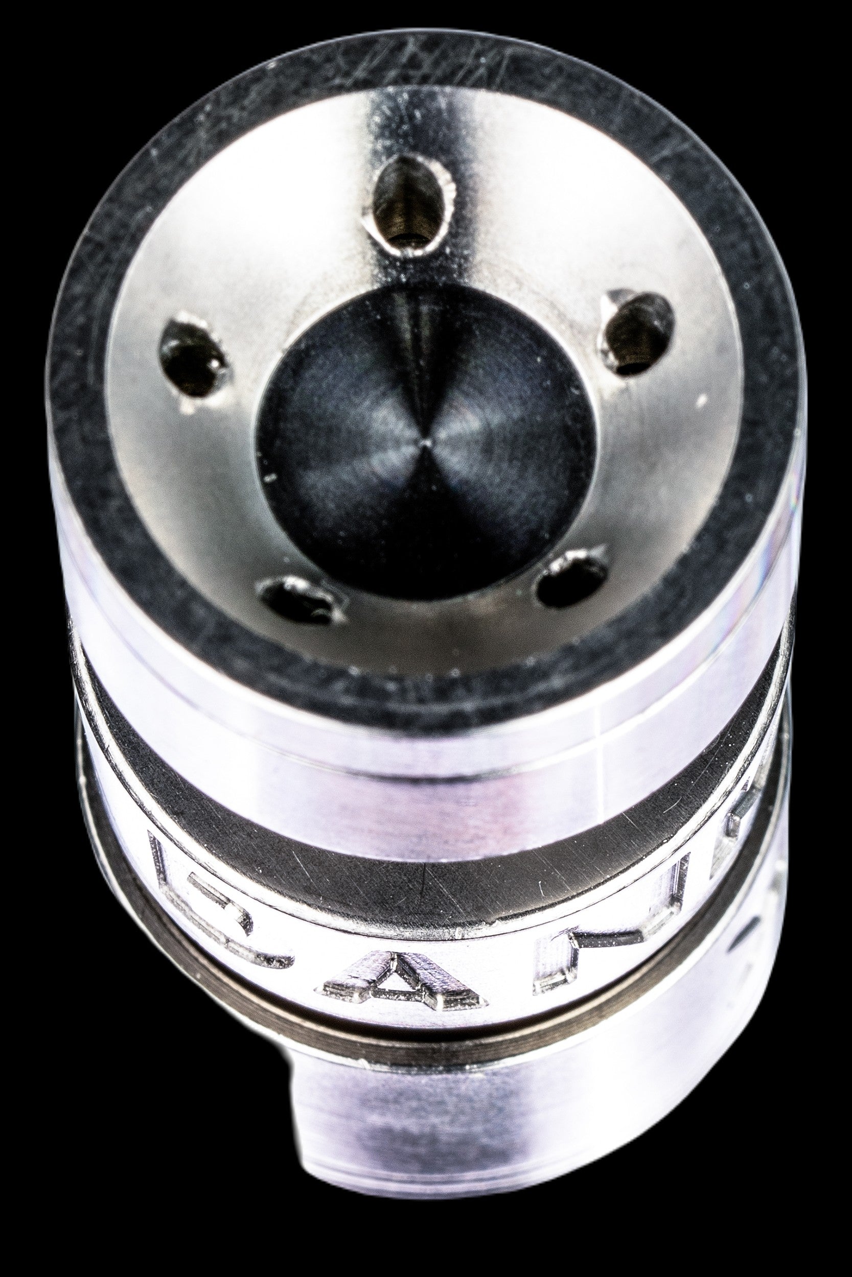 Close-up of a quartz banger for vaporizing cannabis concentrates.