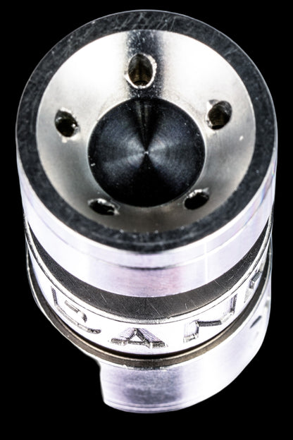 Close-up of a quartz banger for vaporizing cannabis concentrates.