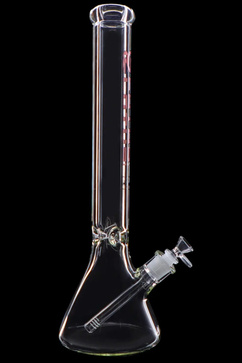 Clear glass bong isolated on a black background.