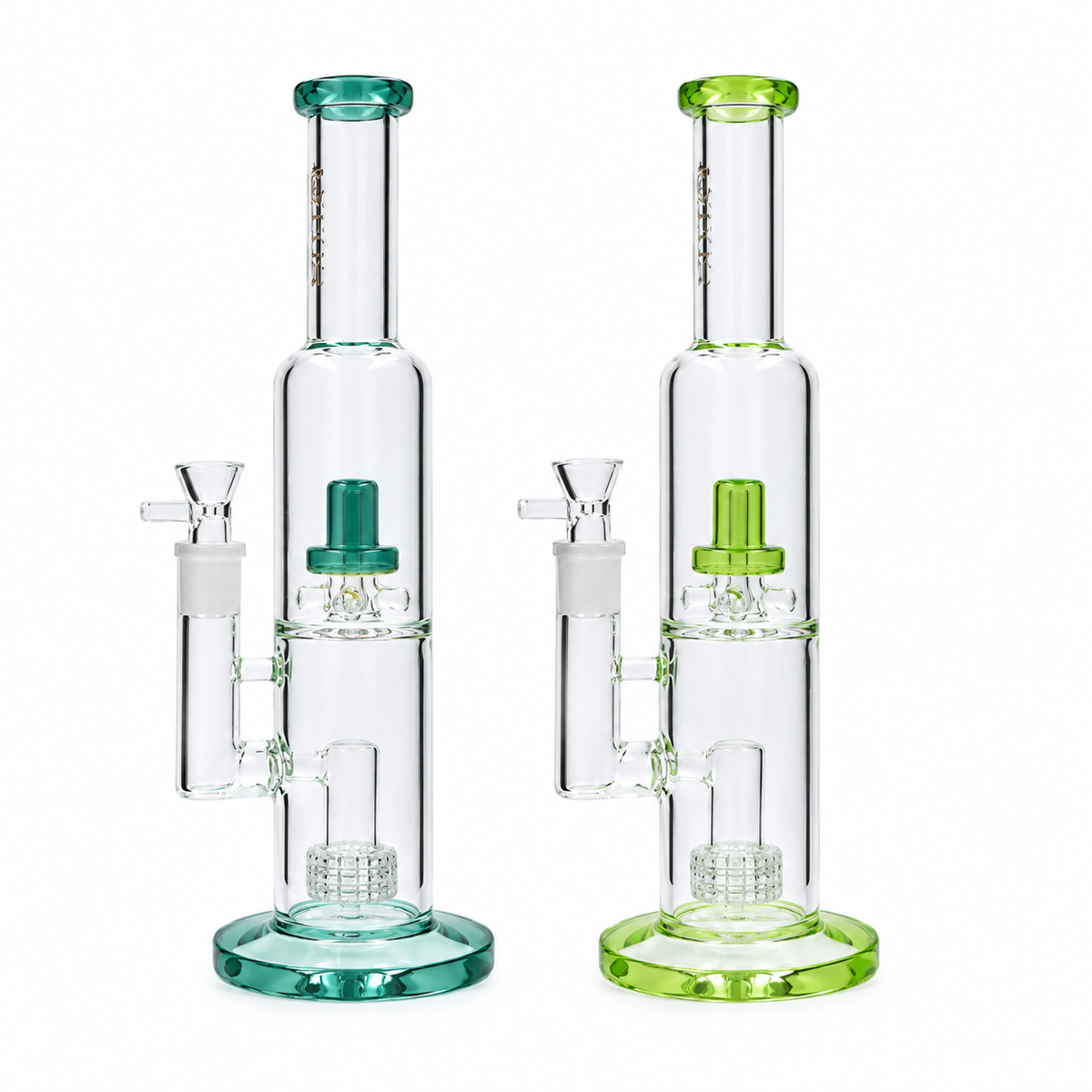 Smoke Cartel Dual Perc with Color Accents Bong - 15 in.
