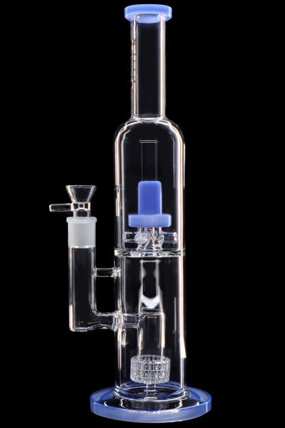 Blue glass water pipe (bong) with percolators.