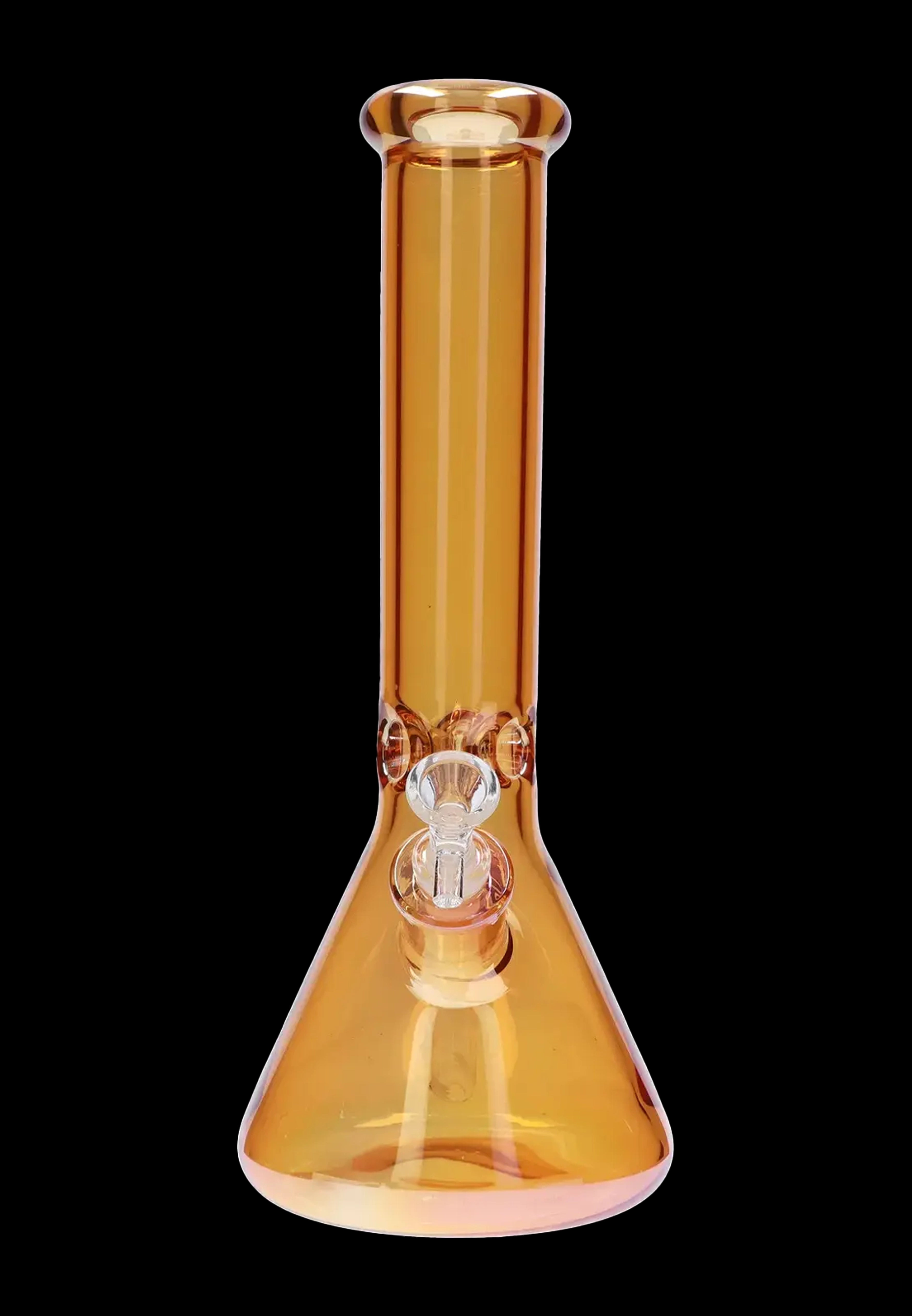 Orange glass bong with bubbler.