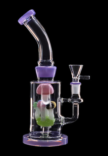 Glass water pipe (bong) with colorful glass accents.