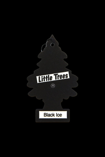 Black Little Trees air freshener with “Black Ice” scent, often used to mask cannabis odor.