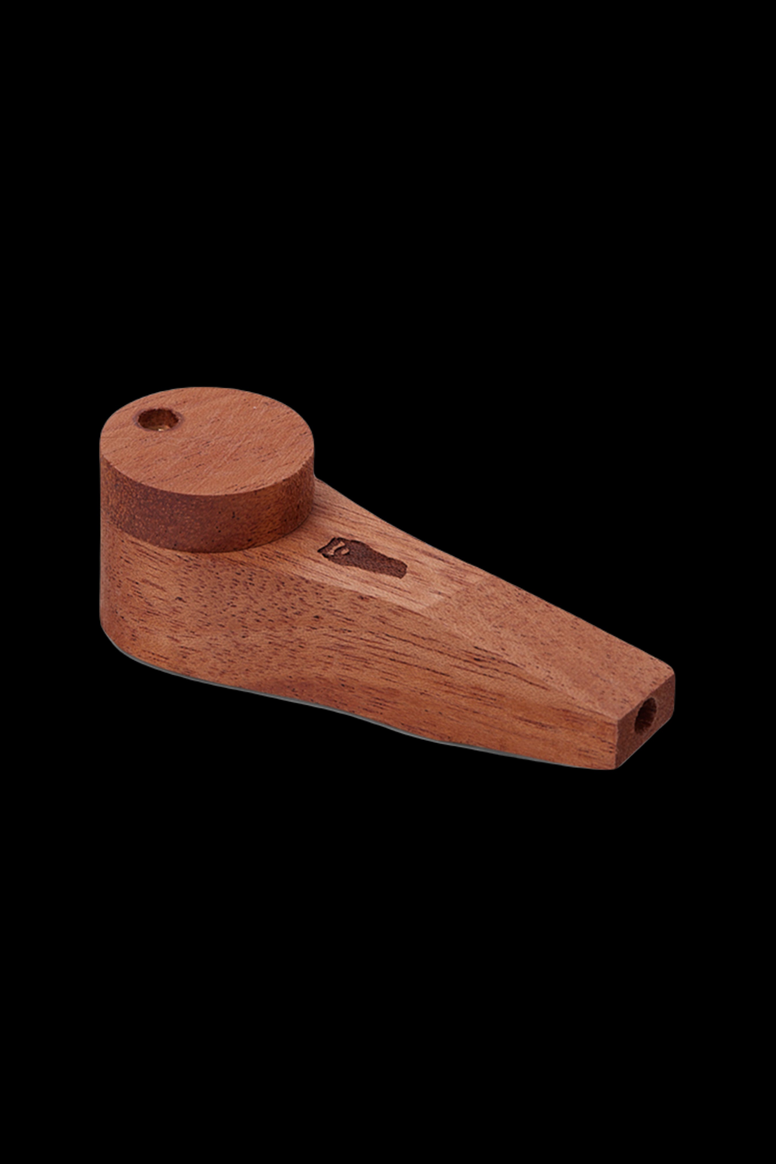 Wooden cannabis pipe isolated on a black background.