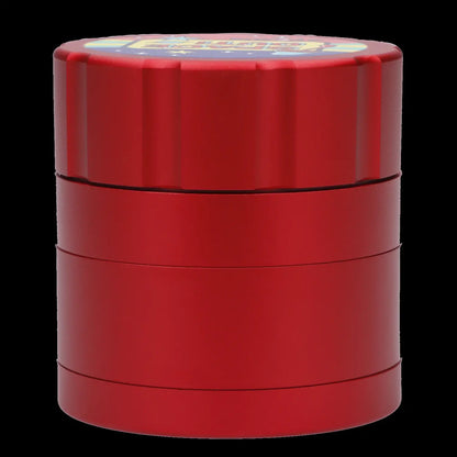 Red four-chamber cannabis grinder.