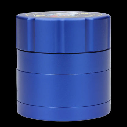 Blue four-piece cannabis grinder.