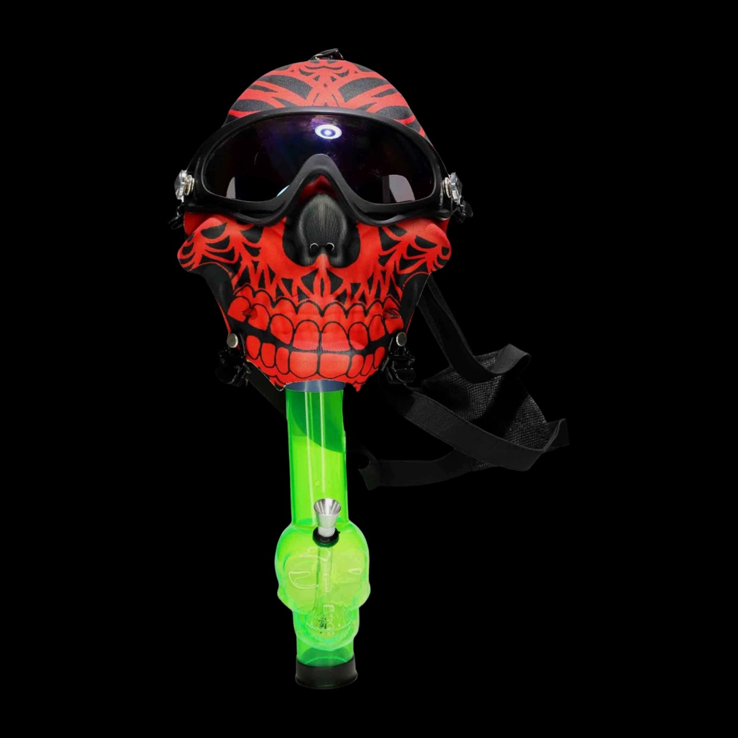 Smoke Cartel Smiling Red & Black Skull Gas Mask